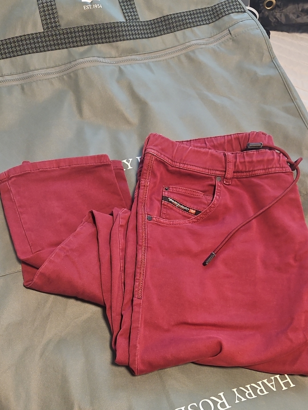 Diesel Men's Burgundy Drawstring Joggers